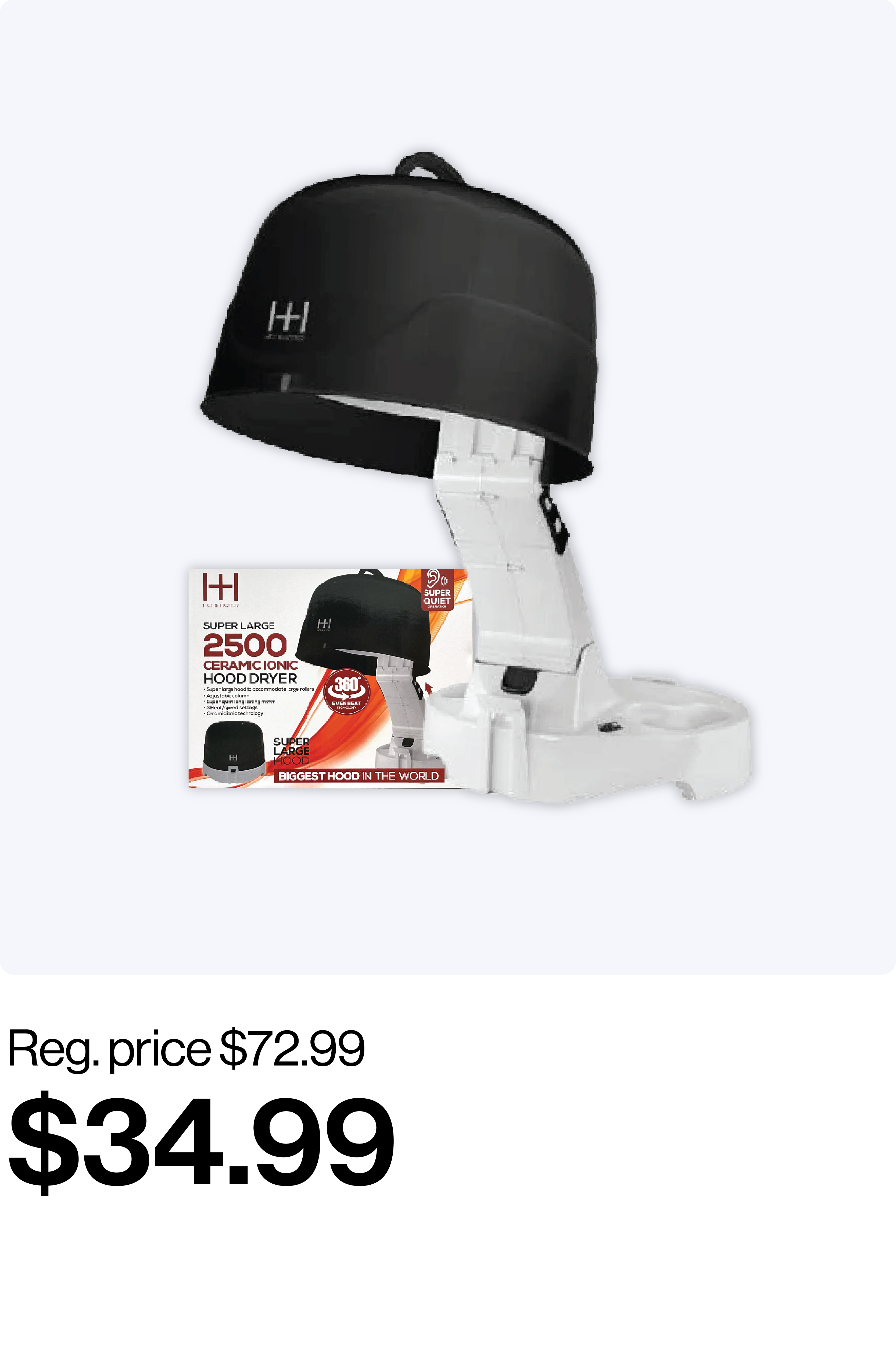 HOT & HOTTER Super Large 2500 Ceramic Ionic Hood Dryer