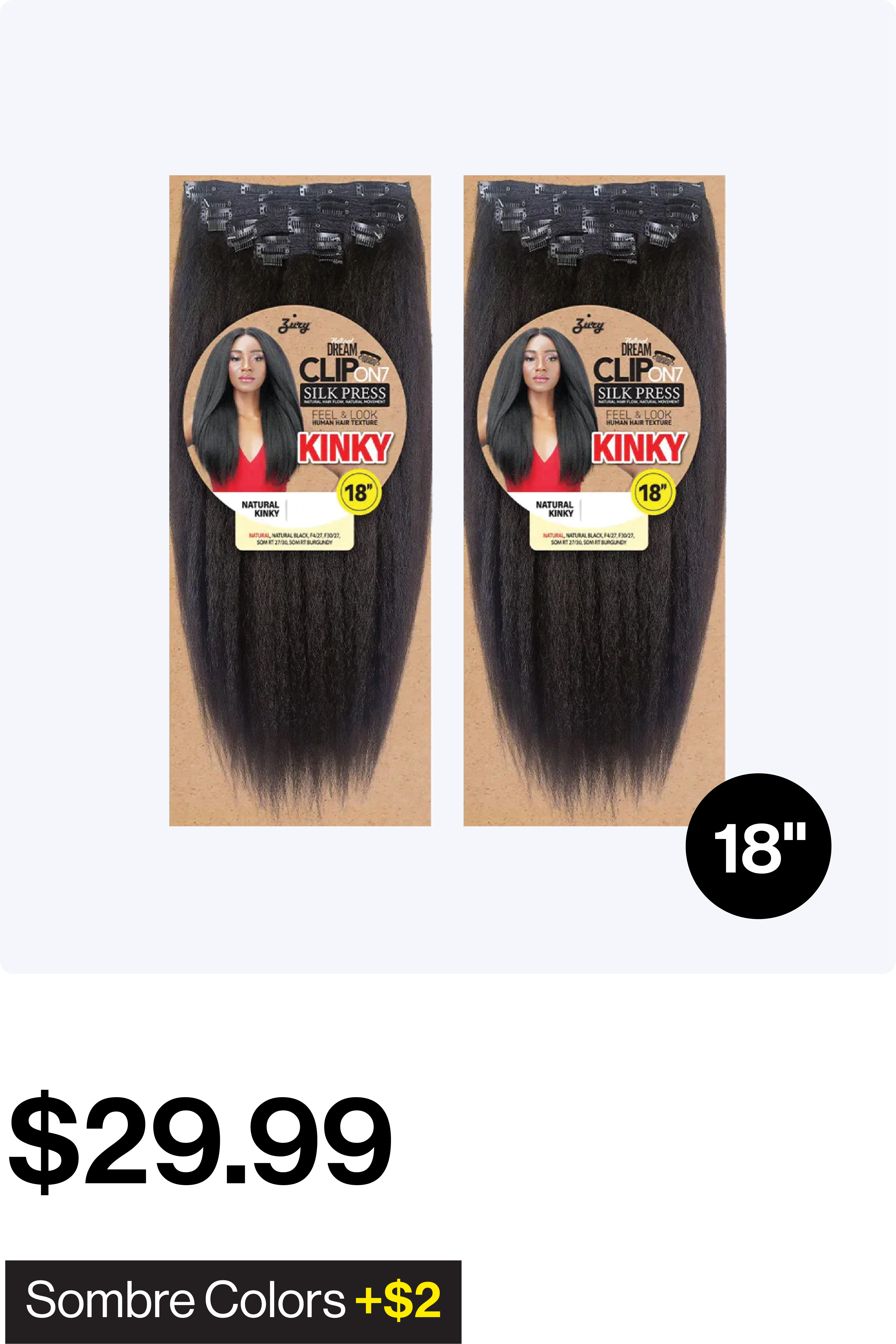 ZURY Natural Dream Clip On 7 Silk Press Weave Kinky 18"