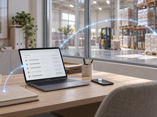 Blockschema för EDI-integration: order från butikskedjor går via CloudOffice till Ongoing WMS och Fortnox