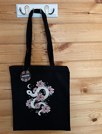 Floral Snake Polycotton Tote Bag