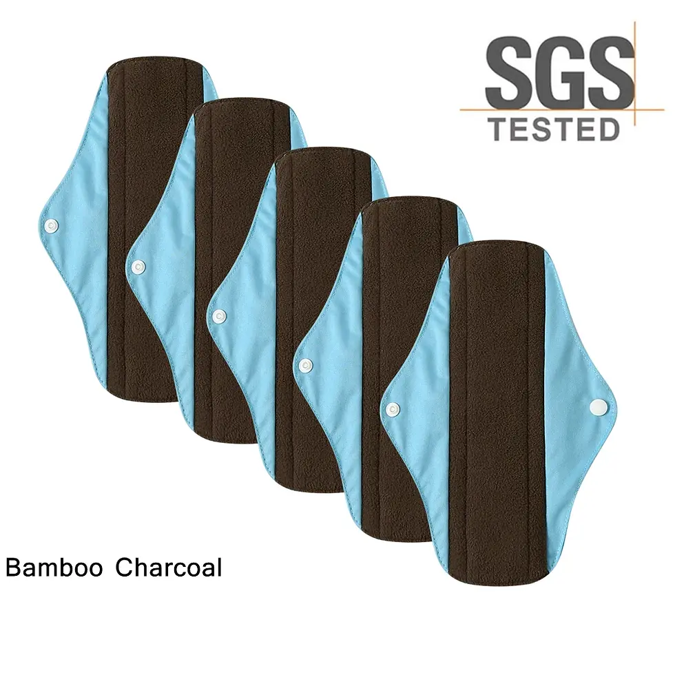 Thumbnail: 5-Piece Reusable Bamboo Charcoal Cloth Sanitary Napkins