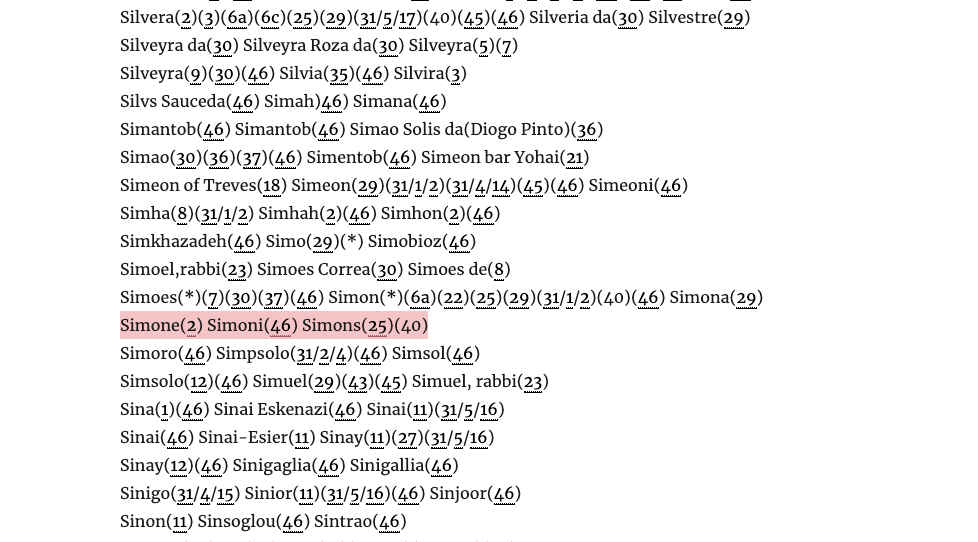 Simon linking Sephardic Names to Simonis on sephardim.com