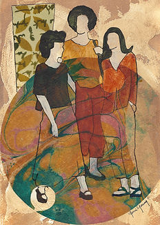 Circle of Friends, acrylic, paper, mixed