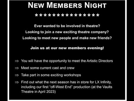New Members Night: Monday 12th September 2022
