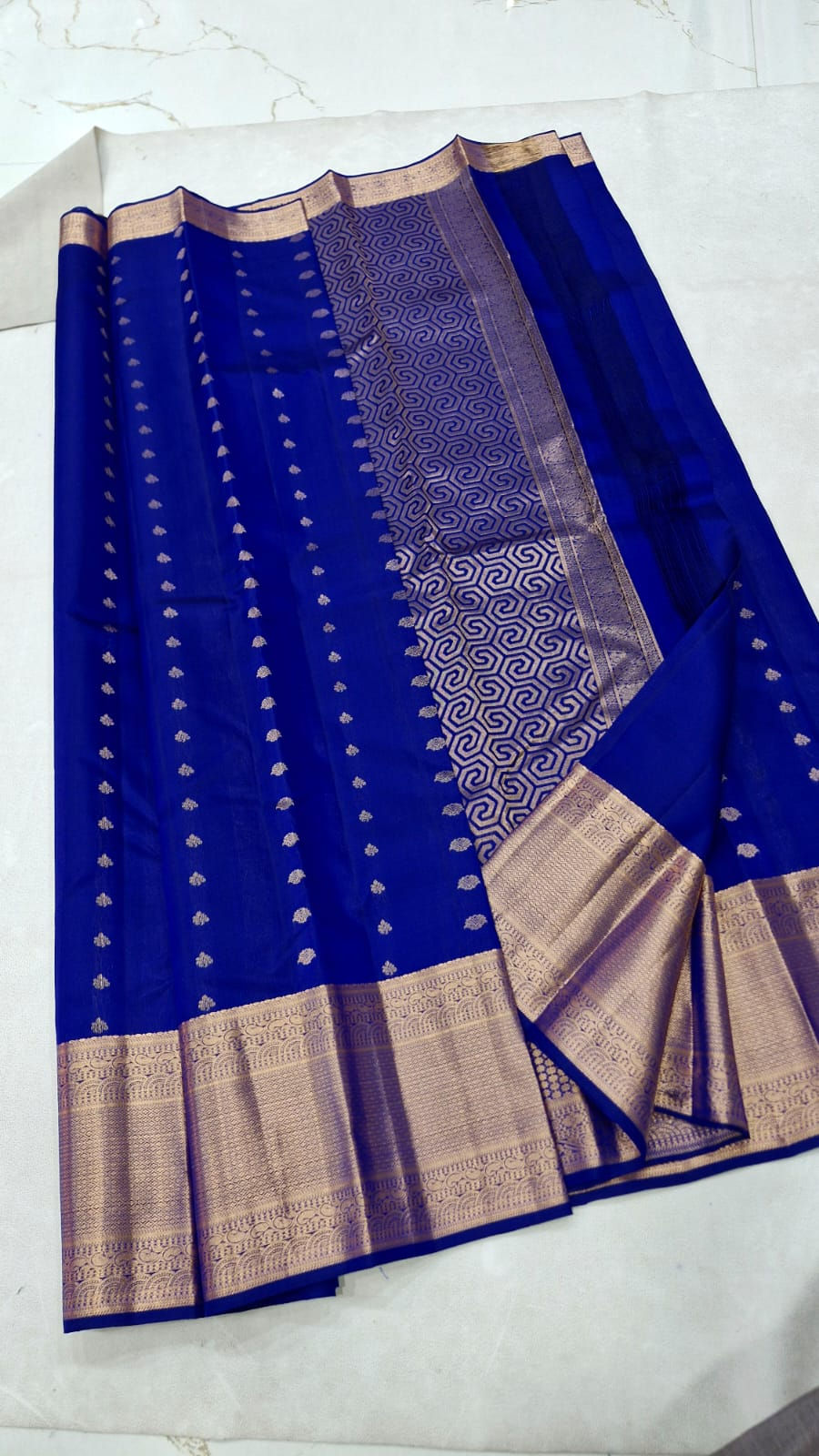 Thumbnail: D blue colour Kanchipuram pure silk saree 