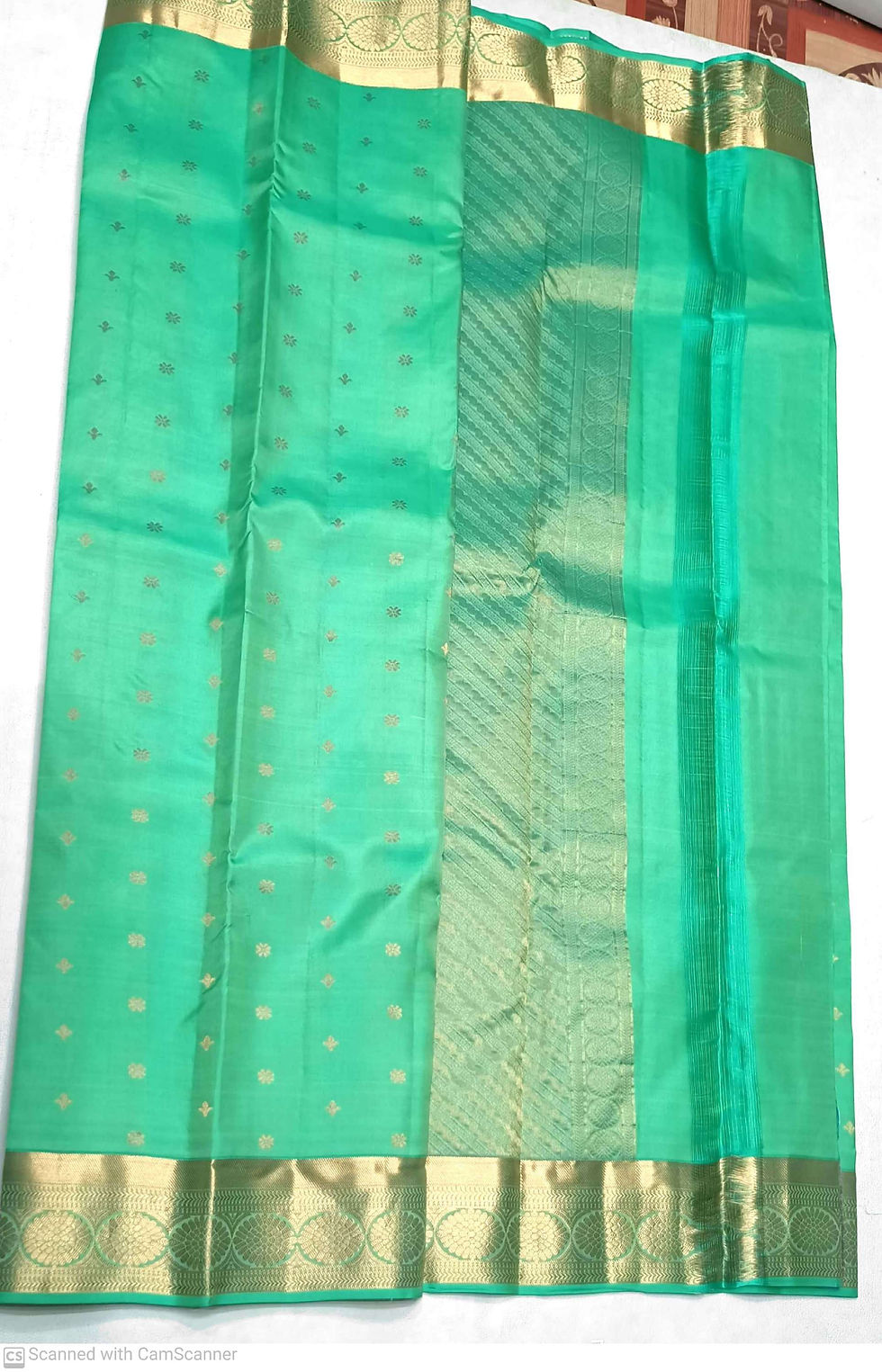 Thumbnail: Rexona green colour kanchipuram pure silk saree 