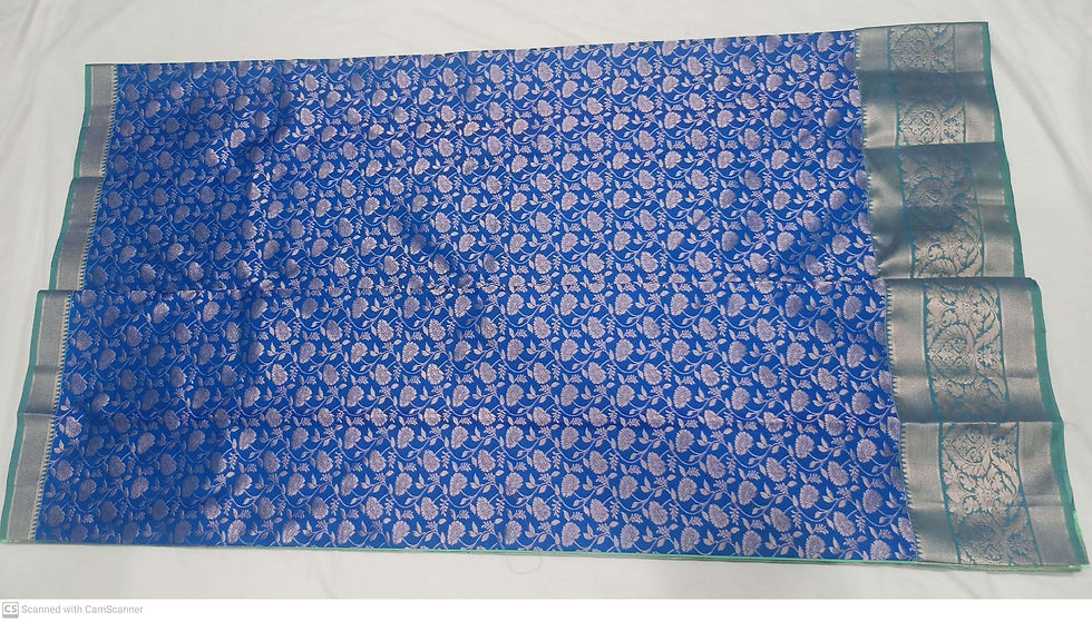 Thumbnail: Rama green with violet colour kanchipuram pure silk saree 