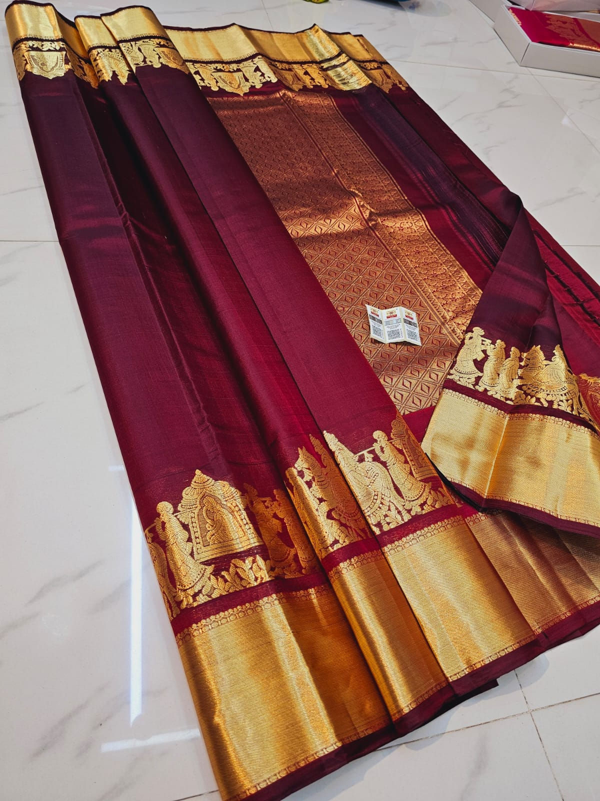 Brown colour kanchipuram pure silk saree 