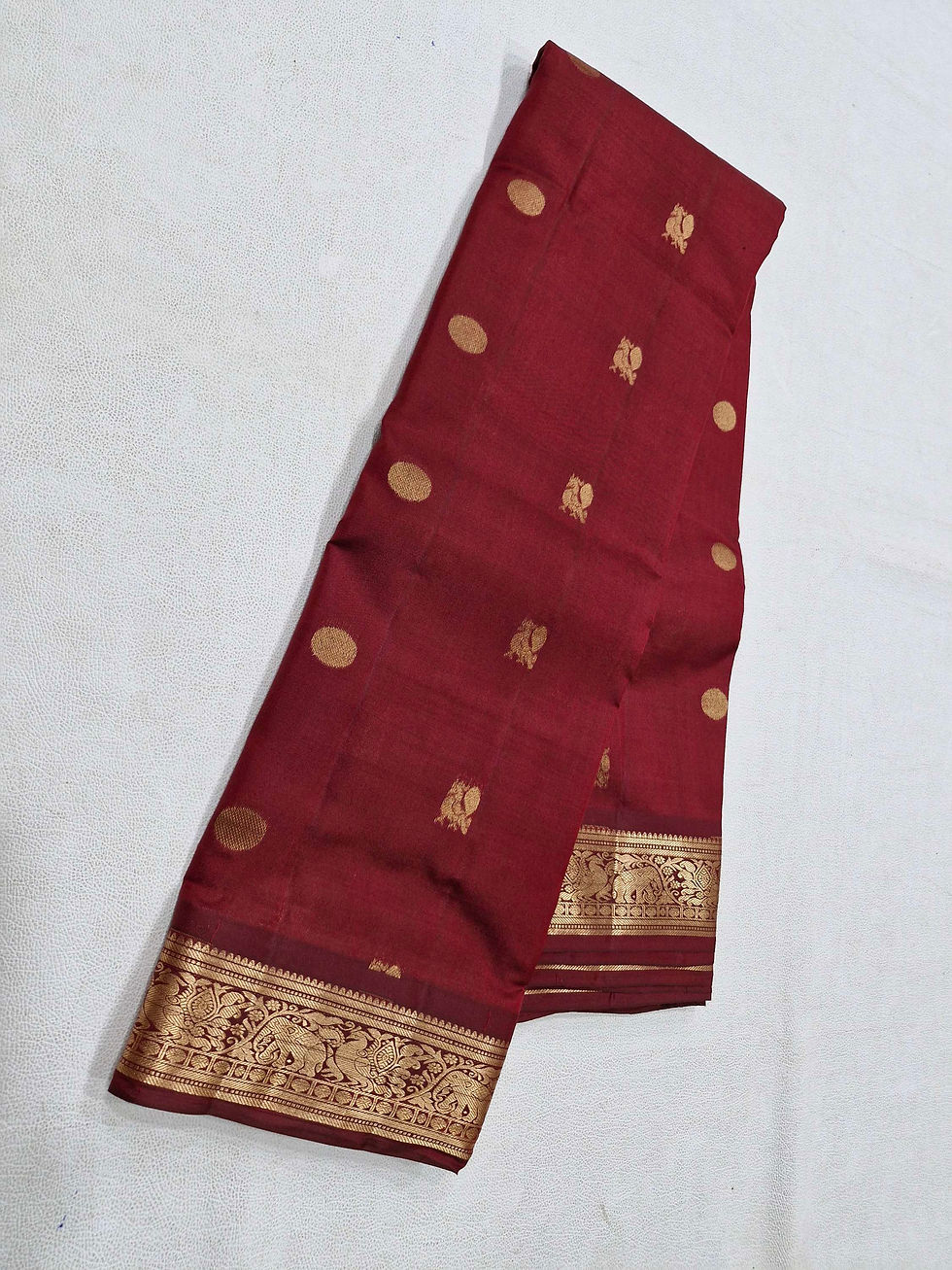 Thumbnail: Maroon colour Kanchipuram pure silk saree 
