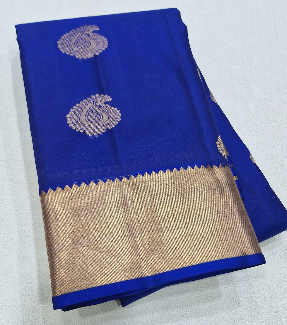 Thumbnail: Royal blue colour Kanchipuram pure silk saree