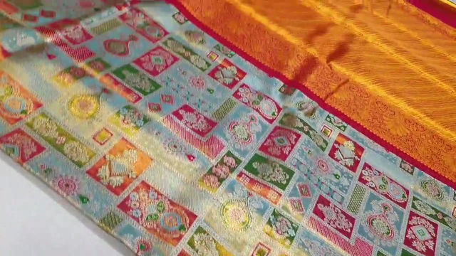 Thumbnail: Red colour with Rama green colour Kanchipuram traditional tissue saree