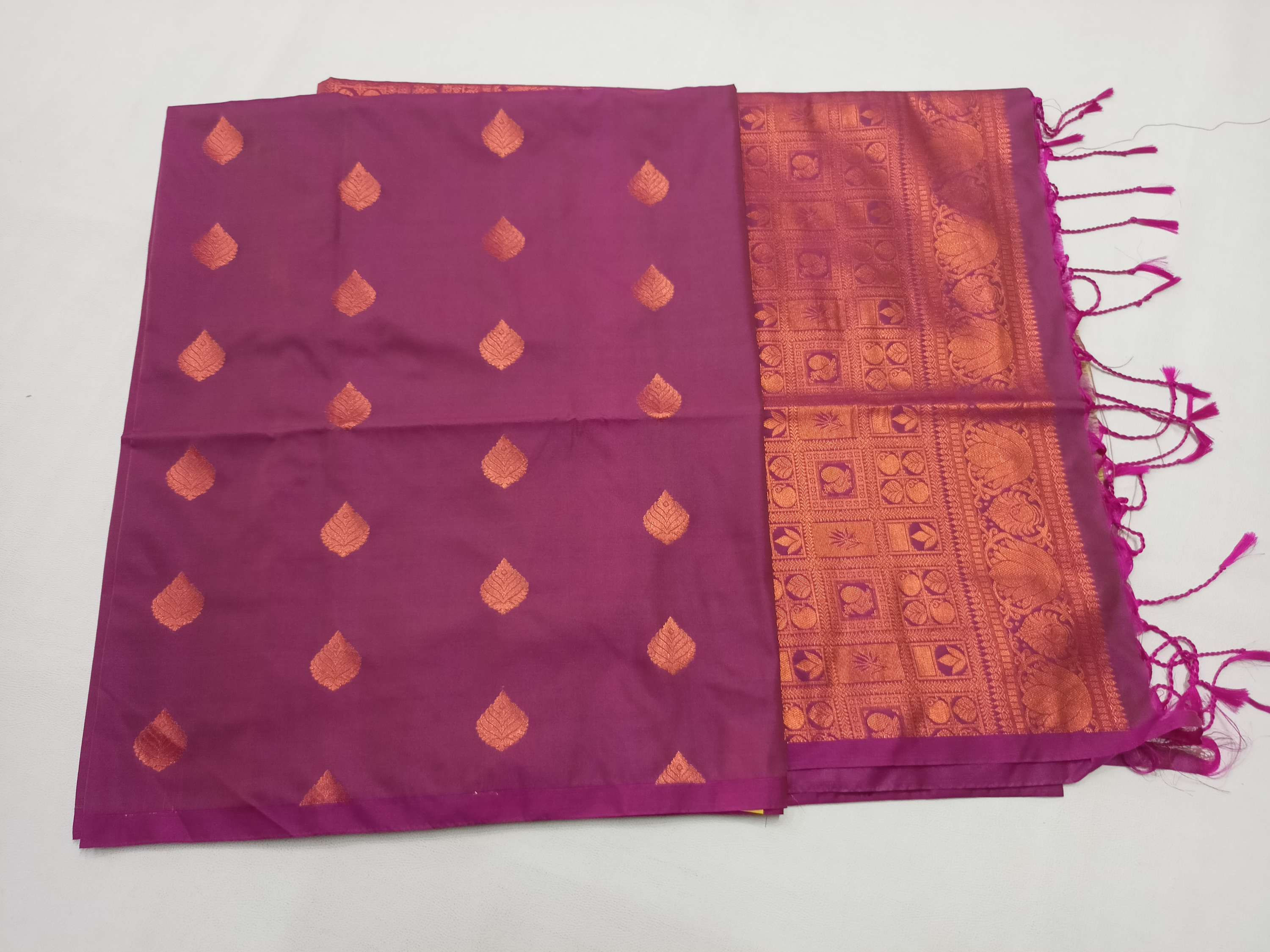 Orchid pink colour kanchipuram pure soft silk saree 