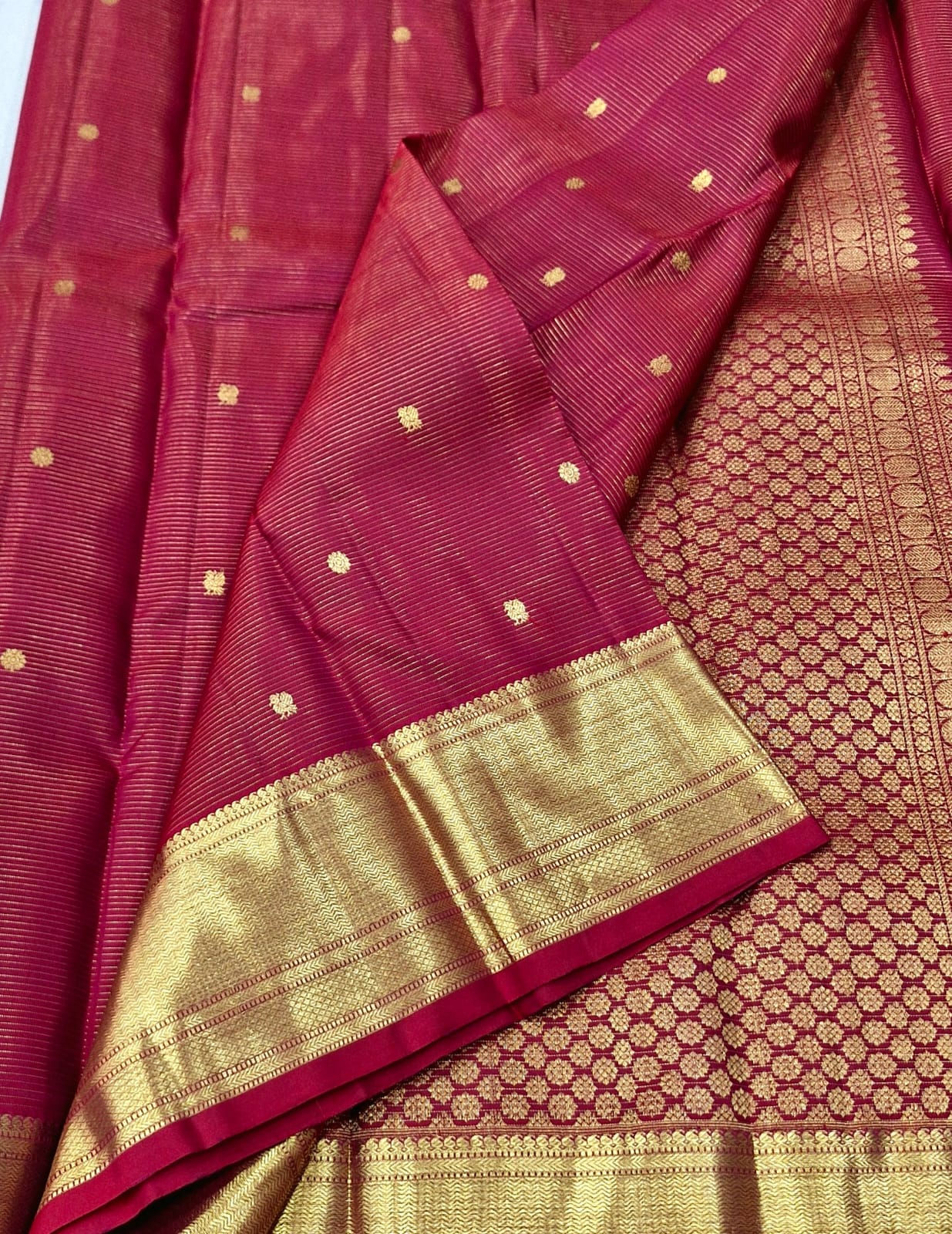 Maroon colour Kanchipuram pure silk saree