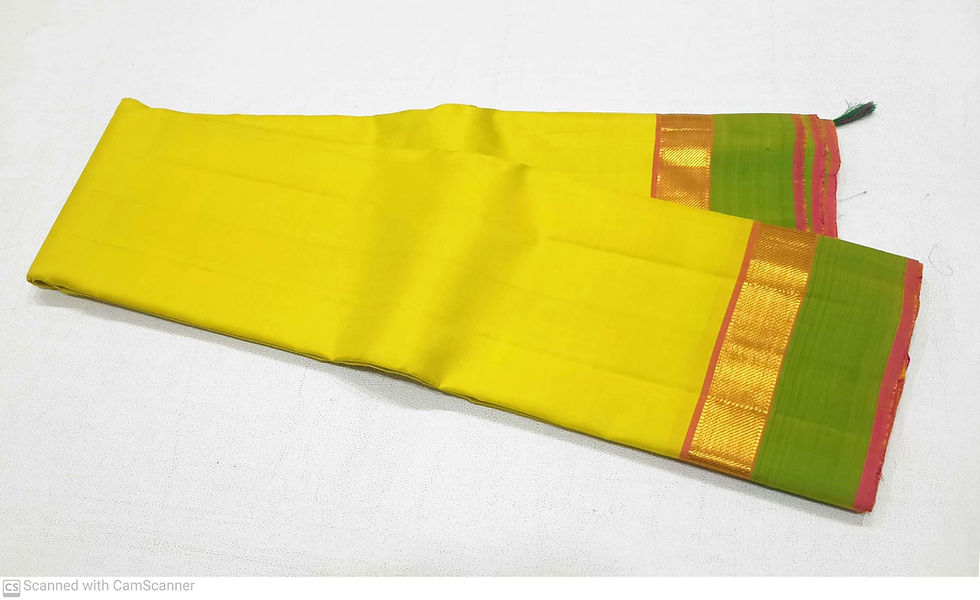 Thumbnail: Green colour with lemon green colour kanchipuram pure silk saree 
