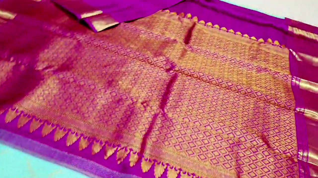 Thumbnail: Purple colour with Rakshana green colour Kanchipuram pure silk saree 