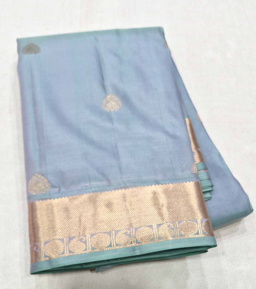 Thumbnail: Mint lavender colour Kanchipuram pure silk saree 