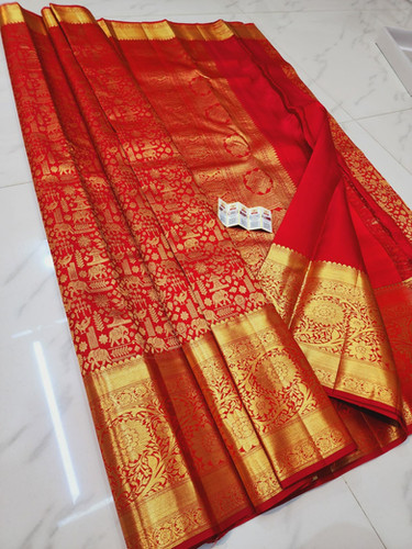 Tomato Red Cotton Saree main image 1