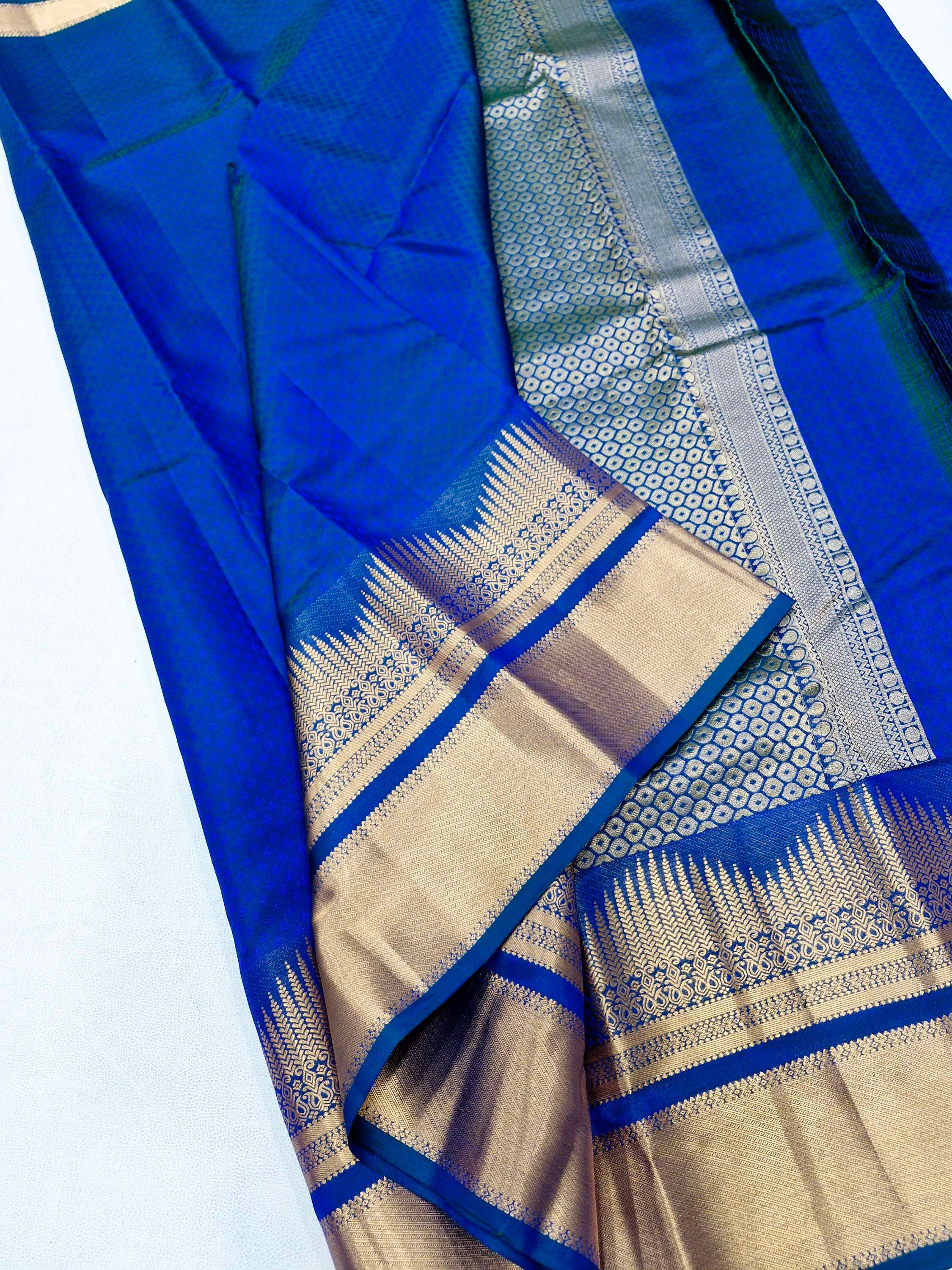 Peacock blue colour kanchipuram pure silk saree 
