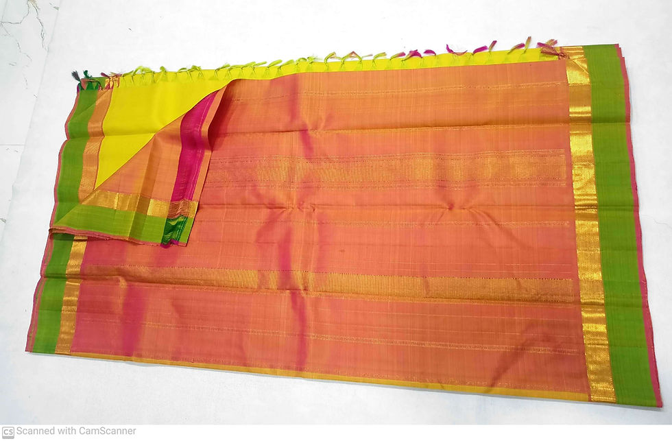 Thumbnail: Green colour with lemon green colour kanchipuram pure silk saree 