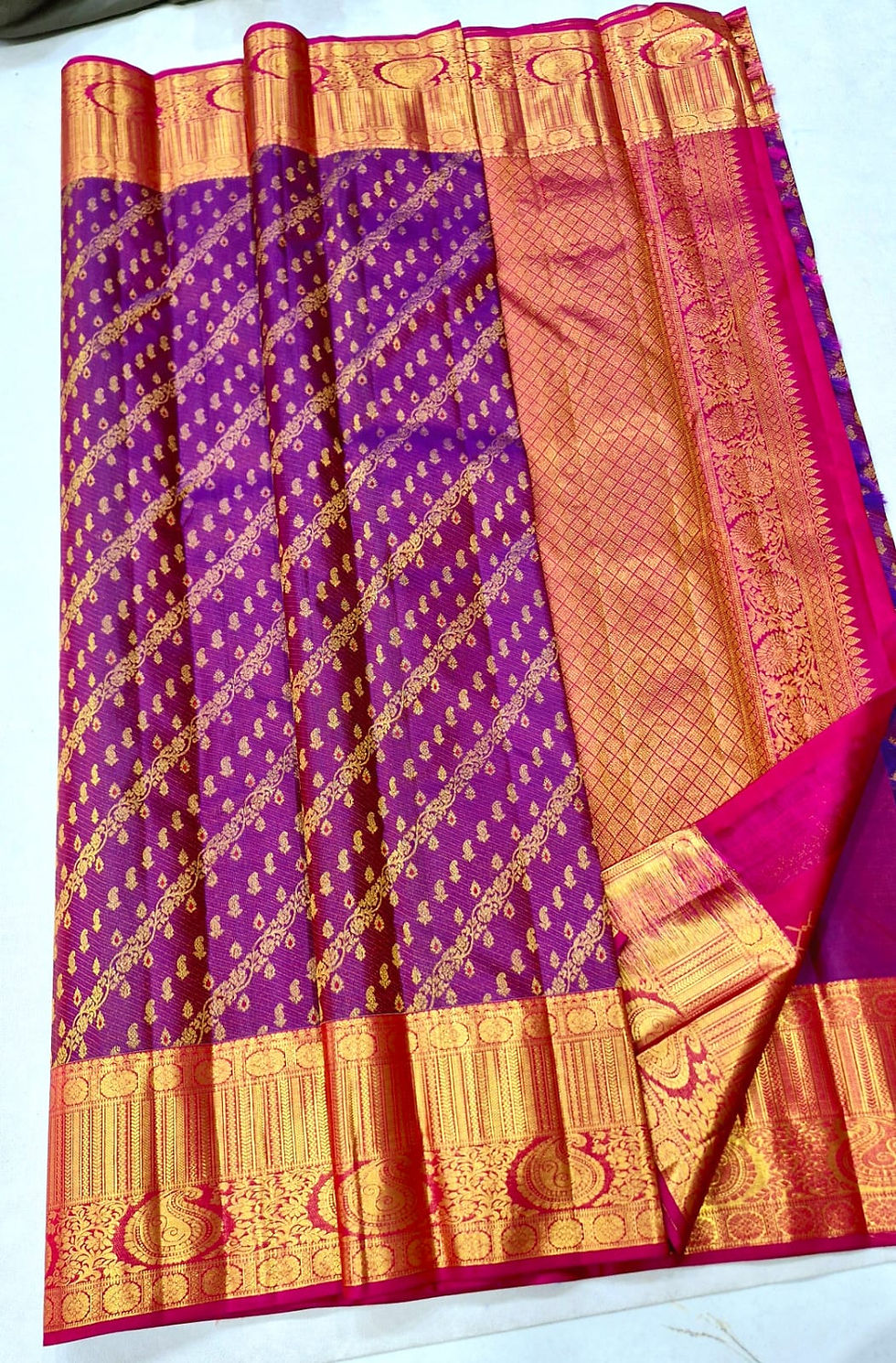 Thumbnail: Pink colour with vadamali colour Kanchipuram pure silk saree 