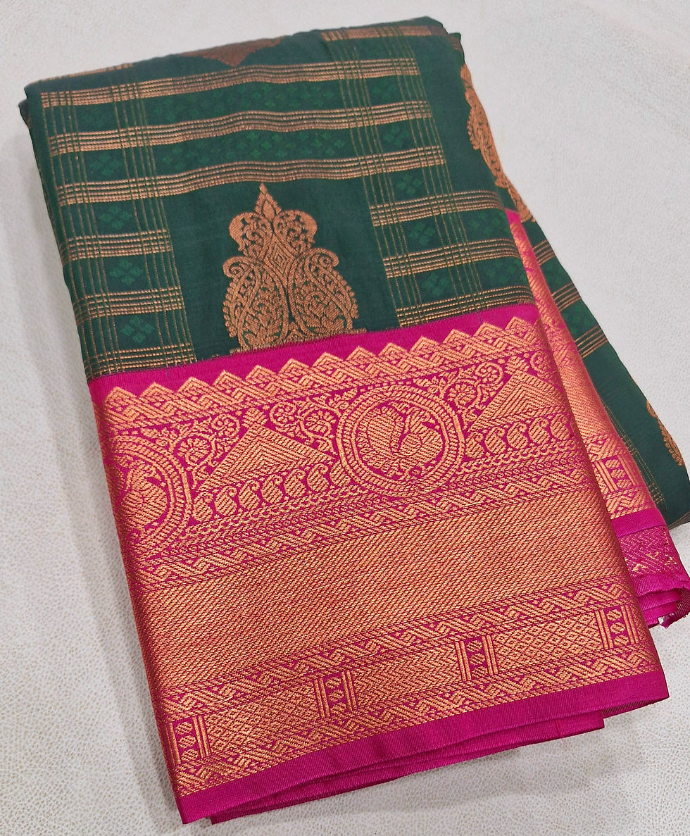 Thumbnail: Pink colour with D green colour Kanchipuram pattu saree 