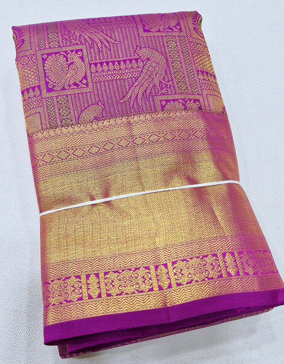 Thumbnail: Magenta colour kanchipuram pure silk bridal saree 