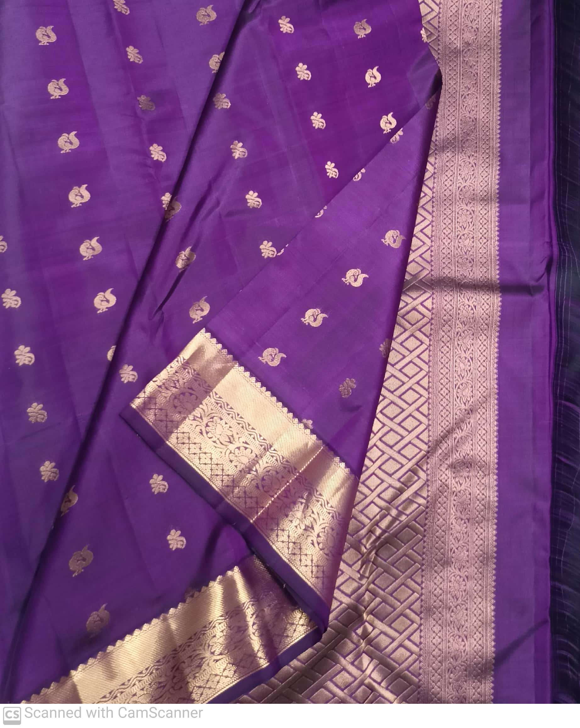 Purple colour kanchipuram pure silk saree 