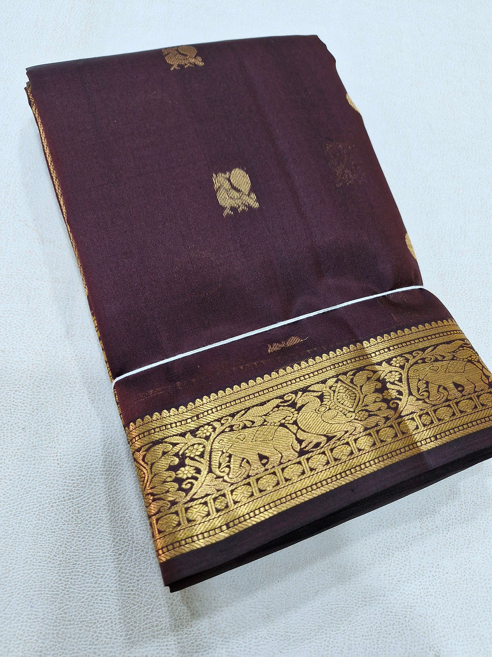 Thumbnail: D brown colour kanchipuram pure silk saree 