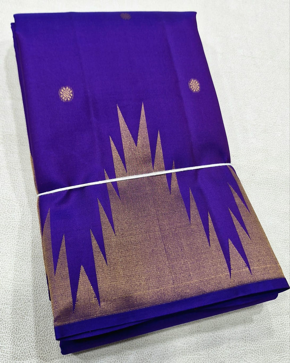 Thumbnail: Meenakshi colour Kanchipuram pure silk Temple border design