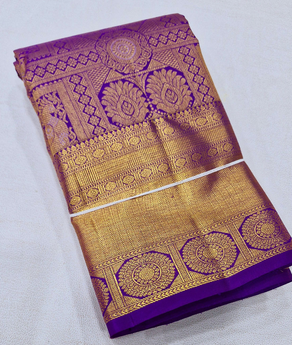 Thumbnail: Purple colour Kanchipuram pure silk bridal saree 