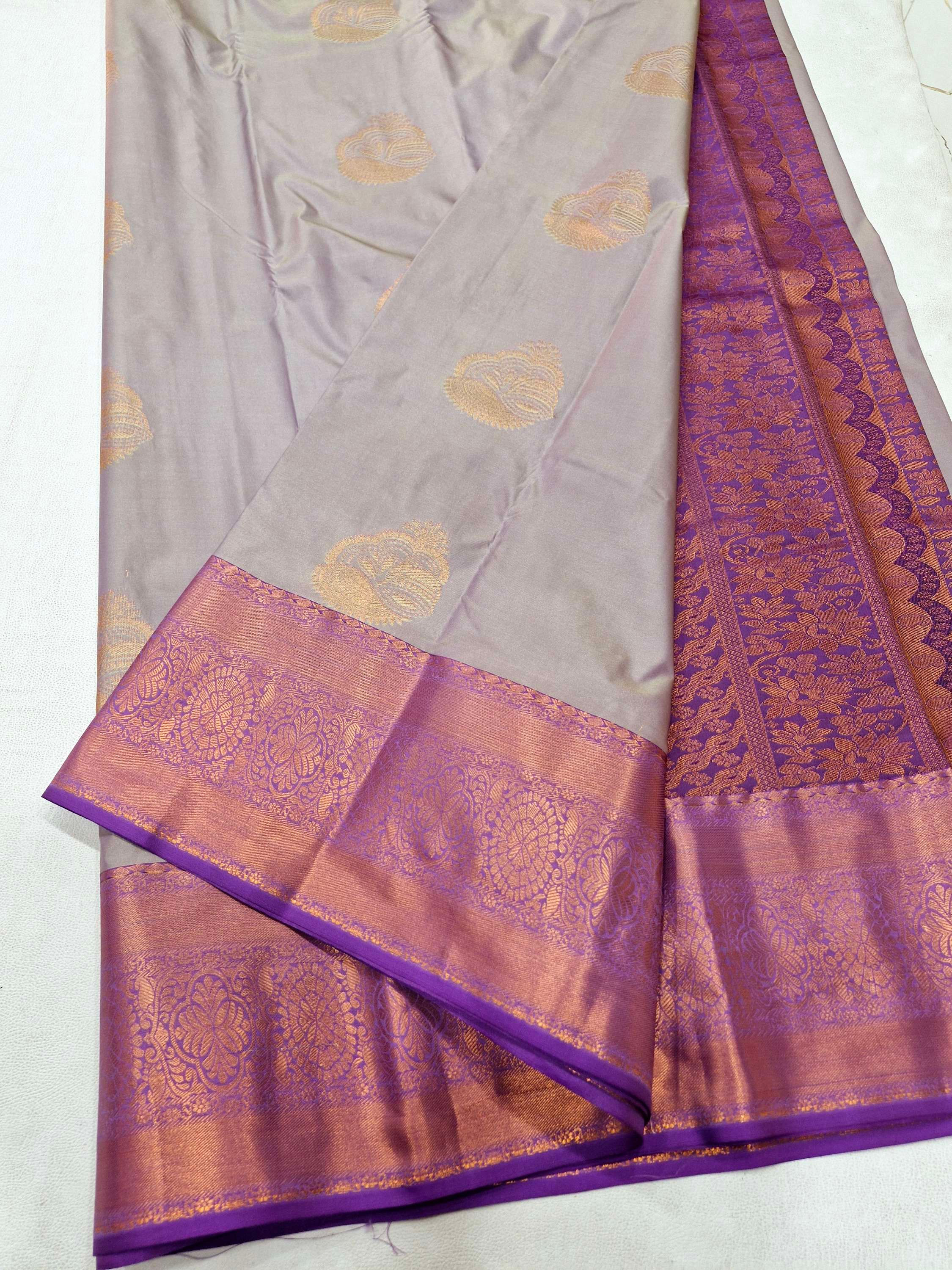 Purple colour with Kanchipuram pattu saree 