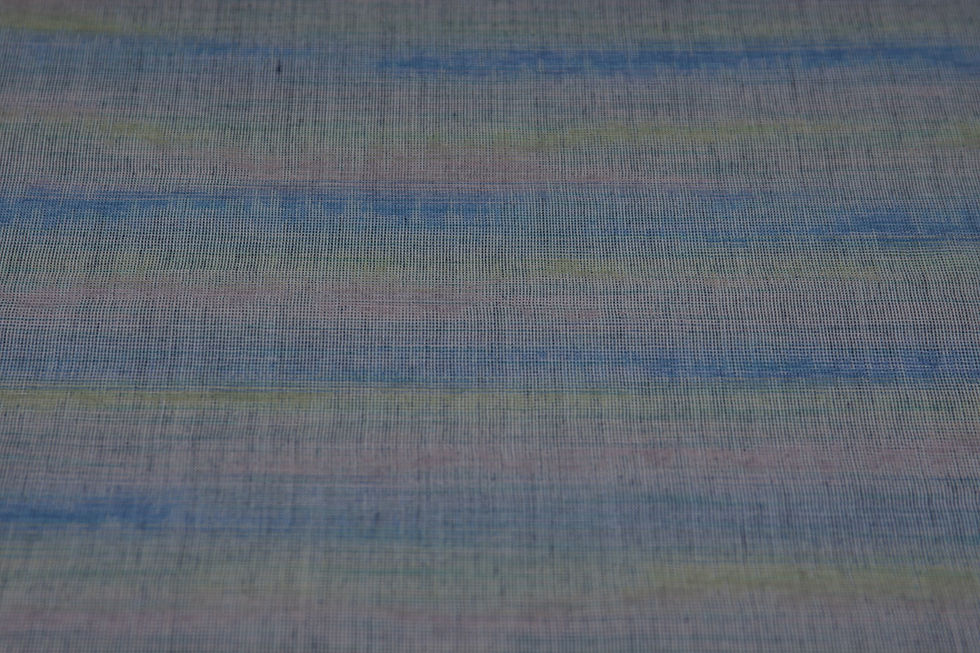 Thumbnail: vintage japanese kimono fabric handwoven high grade Kasumi kasuri summer wool fabric horizontal striped gradation folk ikat