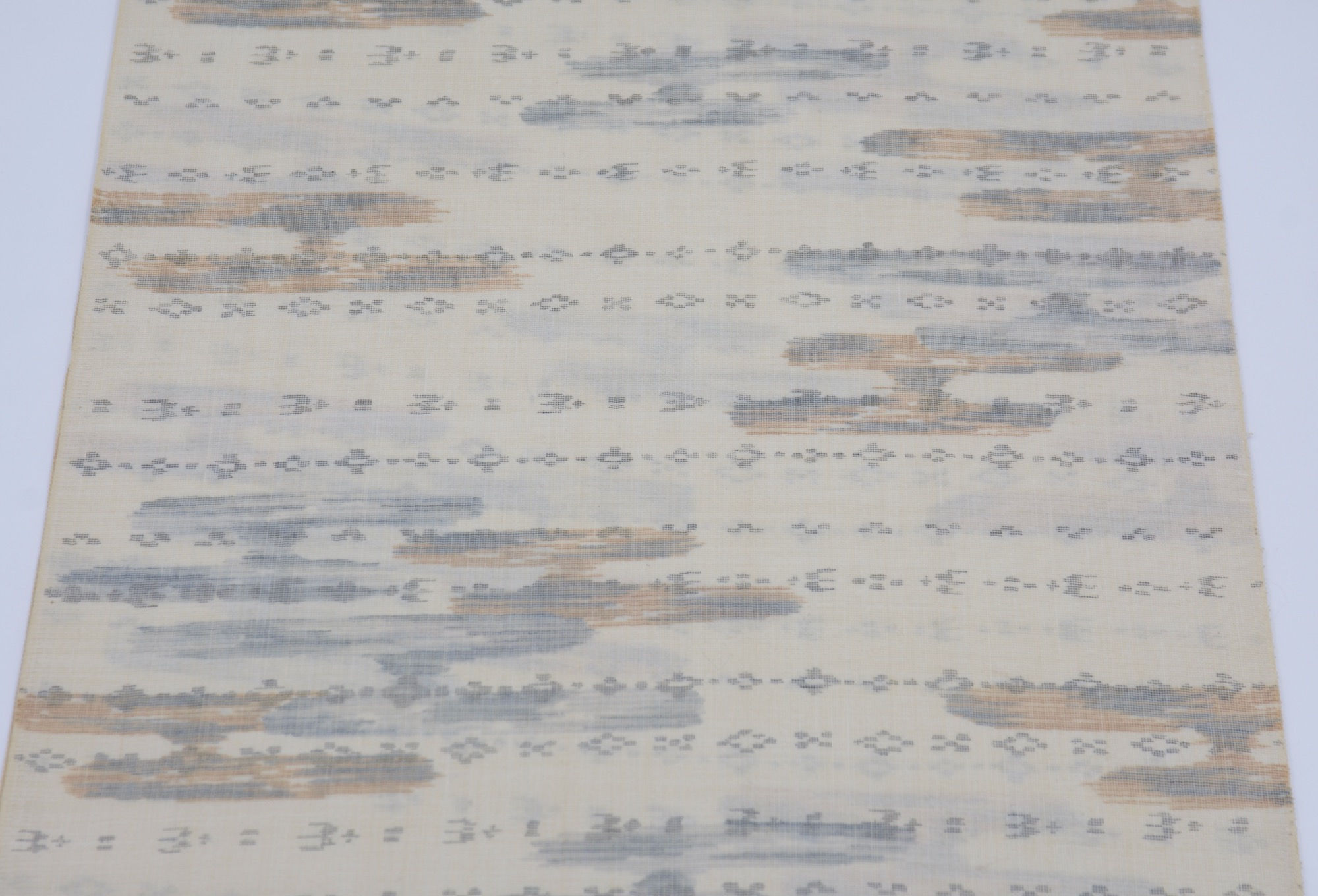 OJIYA KASURI Japanese Fabric By The Yard Cream Hemp Blend Chijimi Crepe Kasumi