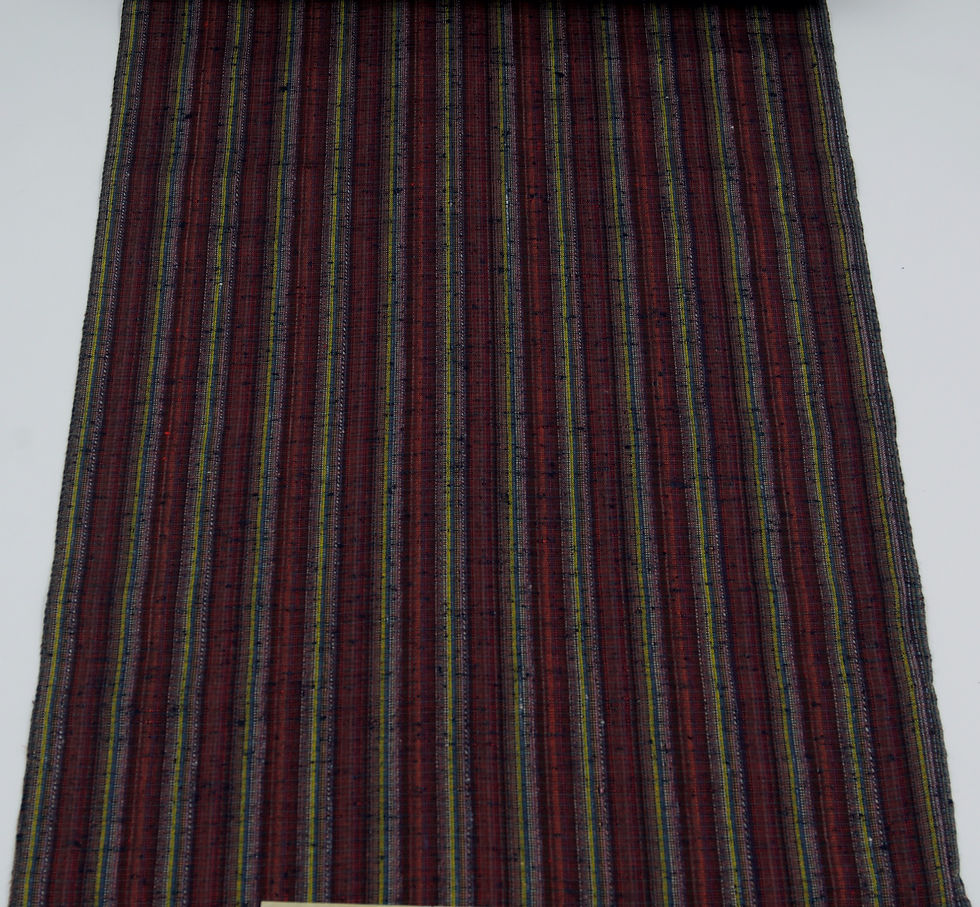 Thumbnail: vintage japanese Shima tsumugi high grade artisan wool fabric red purple magenta handwoven striped mingei ikat textile