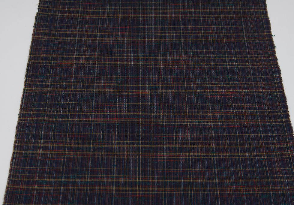 Thumbnail: TSUMUGI Japanese Fabric By The Yard Wool Blend Navy Blue Grid Folk Art