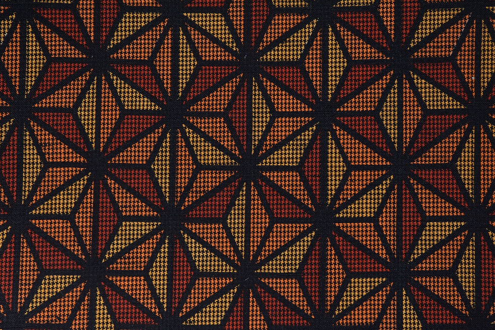 Thumbnail: ASANOHA OSHIMA Japanese Wool Fabric By The Yard Yellow Red Hemp Star Mingei Ikat