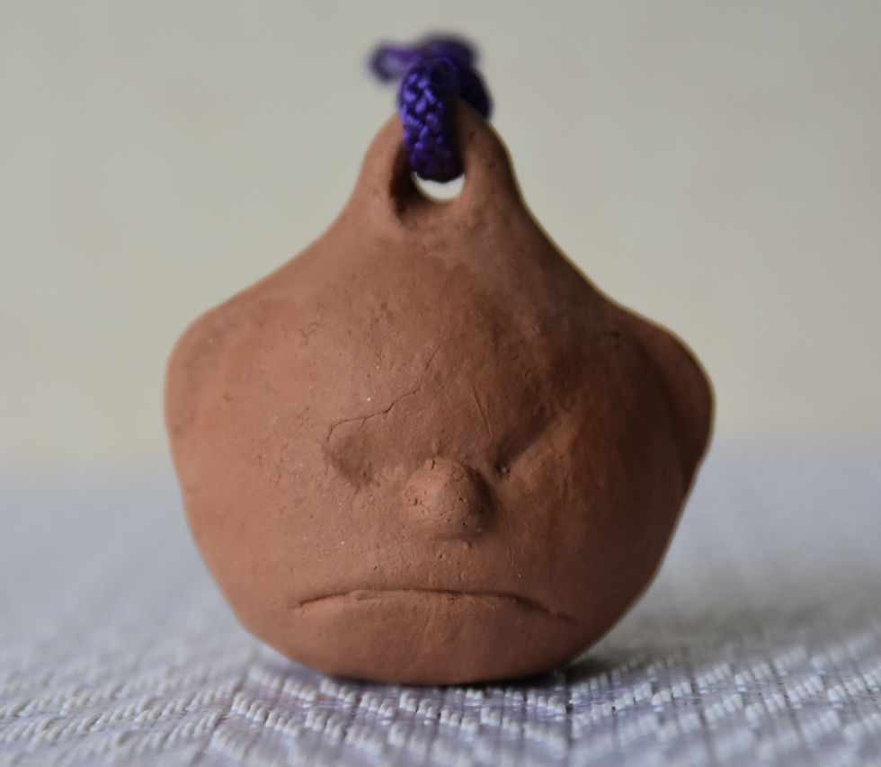 Thumbnail: vintage japanese dorei bell mashiko yaki ware Enzan gama artisan Kamakura yokai wood fired mingei studio pottery folk toy