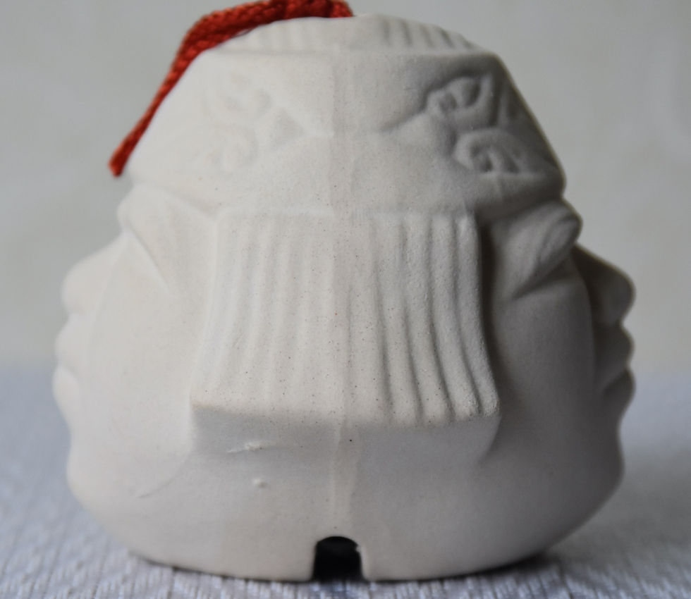 Thumbnail: AINU RYOMEN Japanese Dorei Bell White Clay Folk Art Toy Mingei