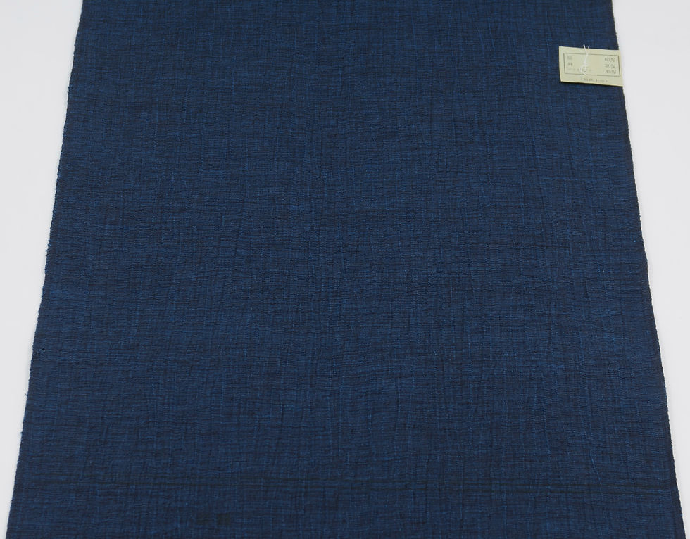 Thumbnail: vintage japanese cotton hemp blend kimono fabric handwoven Genji jofu chijimi crepe navy blue Aizome wrinkled sheer ikat
