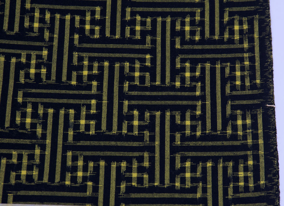 Thumbnail: vintage japanese kimono fabric deep navy blue high grade a rank wool handwoven sayagata kasuri geometric mingei folk ikat 50s