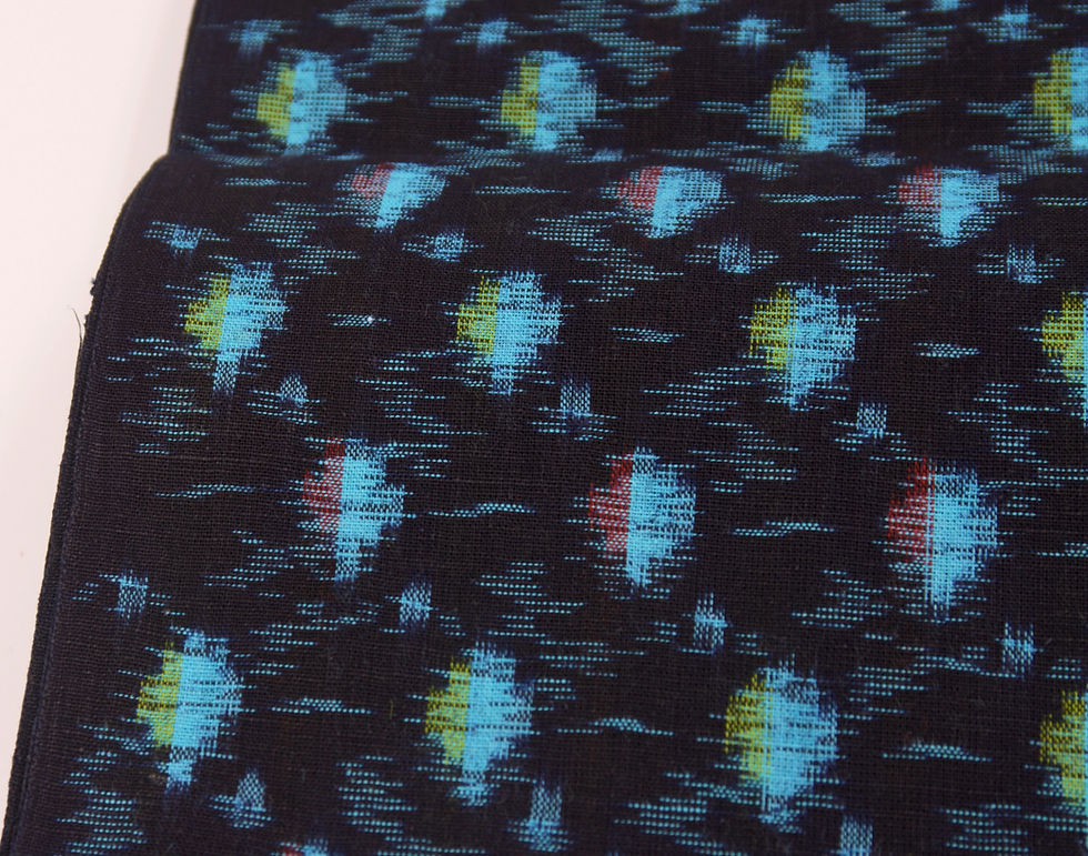 Thumbnail: vintage japanese kimono fabric bingo kasuri high grade a rank cotton navy light blue handwoven wood lattice folk ikat textile