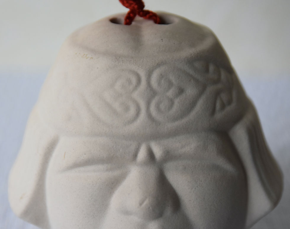 Thumbnail: AINU RYOMEN Japanese Dorei Bell White Clay Folk Art Toy Mingei