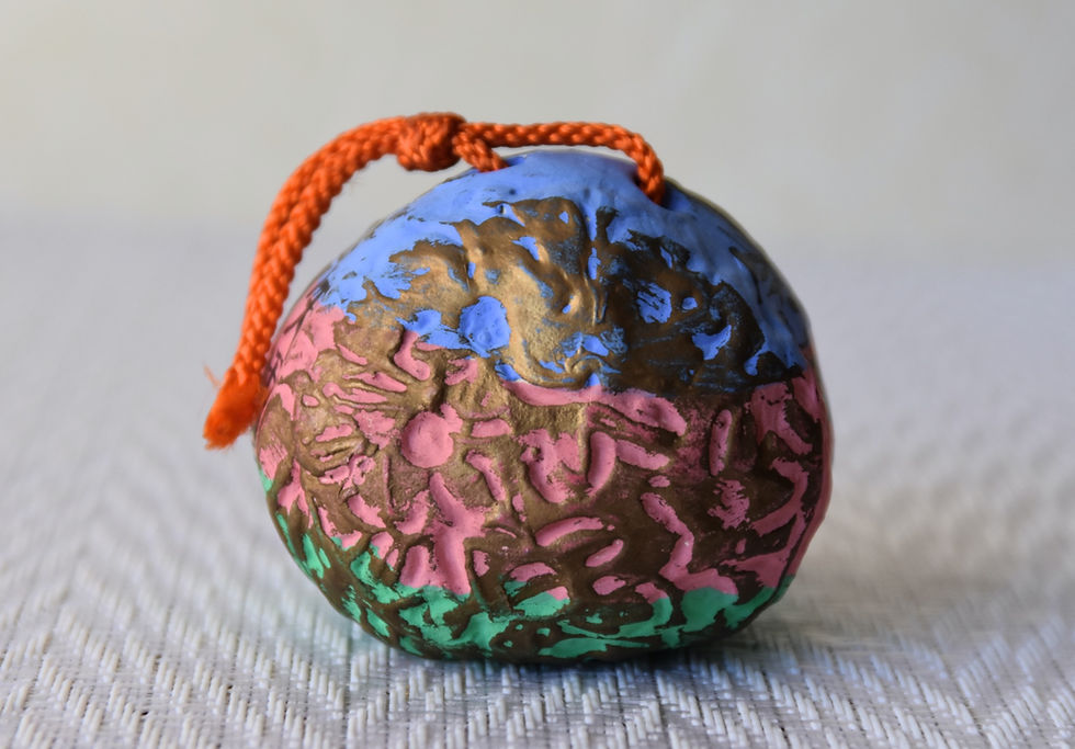 Thumbnail: AKAHADA YAKI Japanese Dorei Bell Ajisai Hydrangea Flower Folk Art Toy