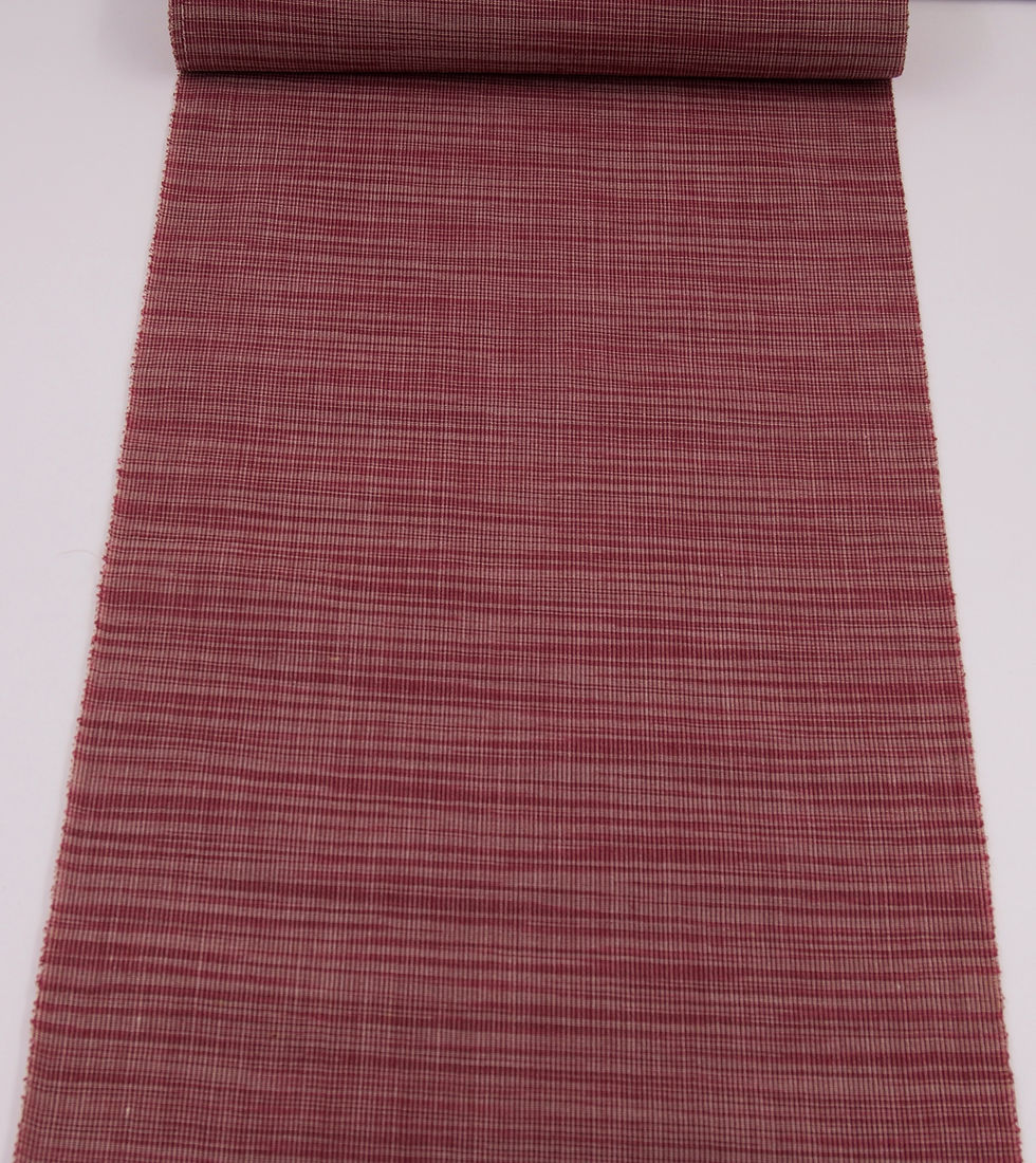 Thumbnail: vintage japanese kimono fabric kasumi tsumugi high grade artisan summer wool raspberry red haze handwoven ikat by the yard