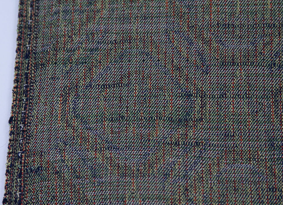 Thumbnail: KASAMATSU Japanese Fabric By The Yard Moss Green Wool Silk Pine Ume Rhombus