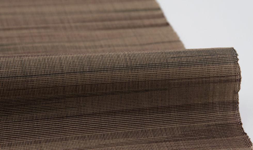 Thumbnail: vintage japanese handwoven high grade Kasumi kasuri wool fabric horizontal striped light brown beige haze mingei by the yard