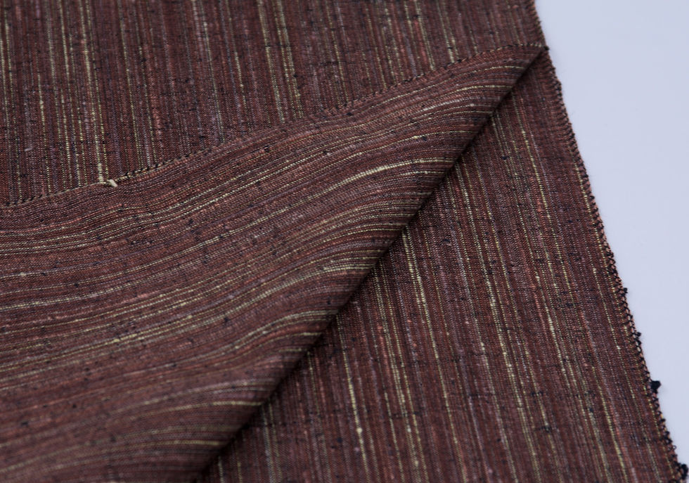 Thumbnail: vintage japanese handwoven kimono fabric kakishibu brown kyoto nishijin wool silk Yamasato tsumugi rain striped folk mingei