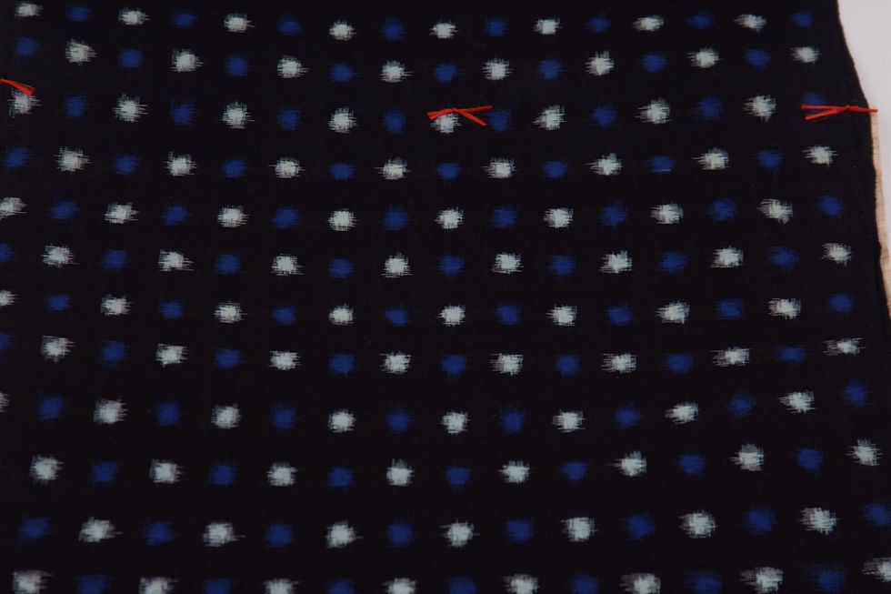 Thumbnail: vintage japanese handwoven kimono fabric navy blue white a rank cotton Kurume kasuri handwoven splash folk mingei by the yard