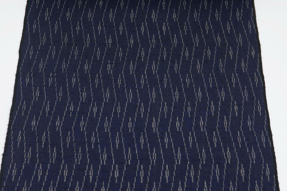 Thumbnail: TSUMUGI Japanese Wool Fabric By The Yard Navy Blue Mingei Folk Art