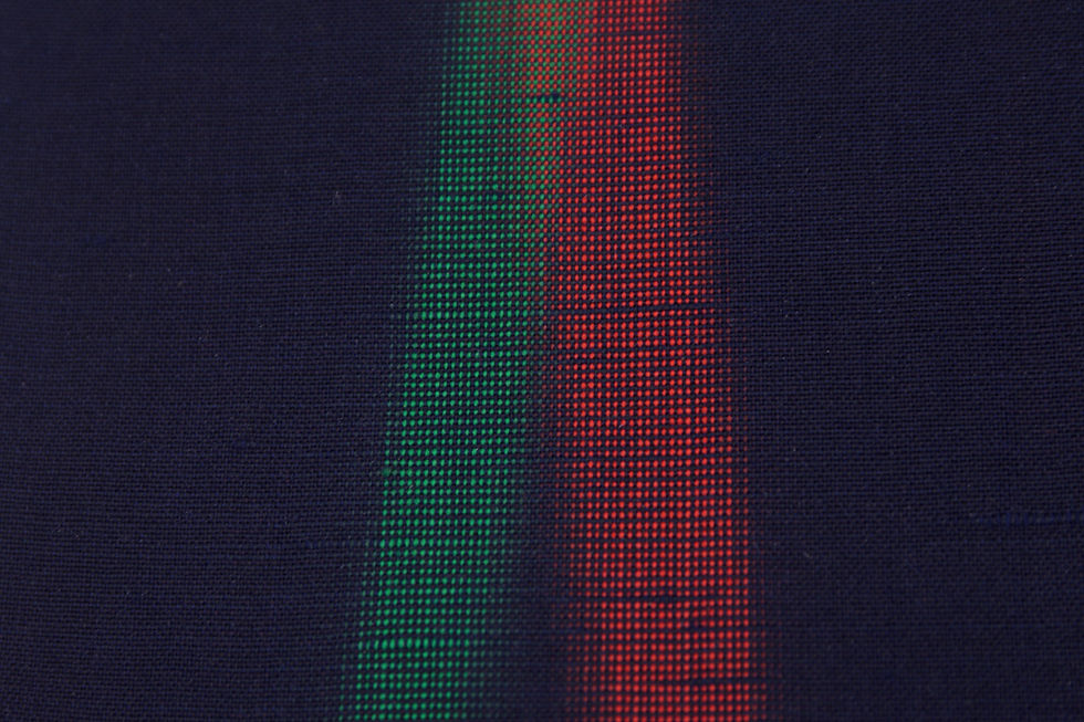 Thumbnail: NISHIJIN Japanese Fabric By The Yard Kyoto Aizome Wool Shima Striped Ikat